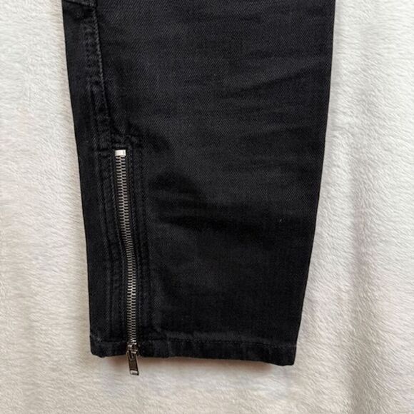 Isabel Marant Loma Cropped Jeans Moto Inspired Zippers and Textures Size 4 (36FR - Picture 7 of 16
